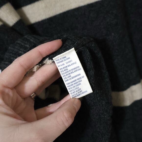 NWT American Eagle Striped Dark Gray Wool Sweater L Tall Skater Punk Grunge 90s - Picture 6 of 6